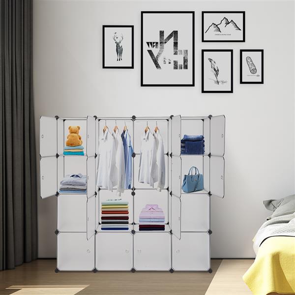 White 16 Cube Wardrobe Cubby Shelving Storage Cubes