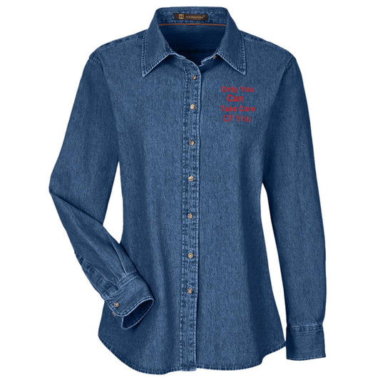 Womens Long Sleeve Denim Work/Uniform Shirt