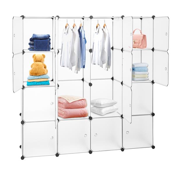 White 16 Cube Wardrobe Cubby Shelving Storage Cubes