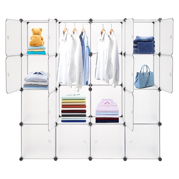 White 16 Cube Wardrobe Cubby Shelving Storage Cubes