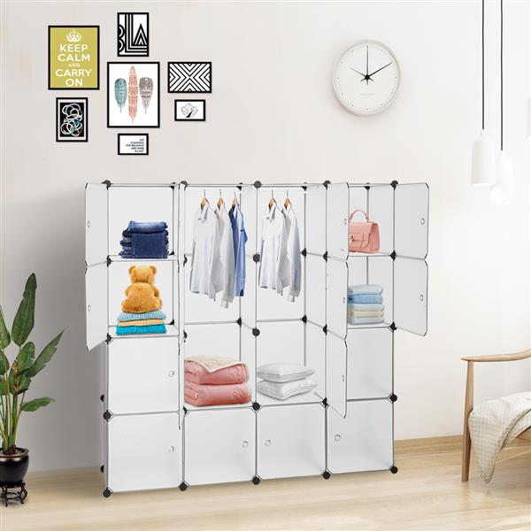 White 16 Cube Wardrobe Cubby Shelving Storage Cubes