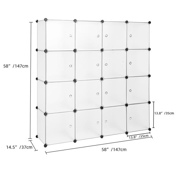 White 16 Cube Wardrobe Cubby Shelving Storage Cubes