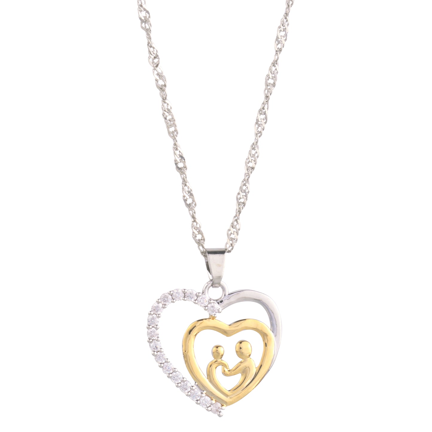 "To My Son." Pave Heart Pendant Necklace