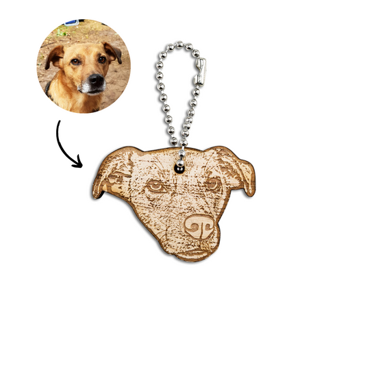 Wooden Pet Portrait Keychain