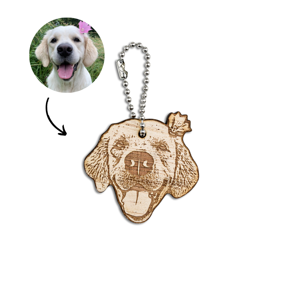 Wooden Pet Portrait Keychain