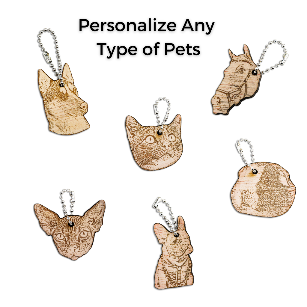 Wooden Pet Portrait Keychain