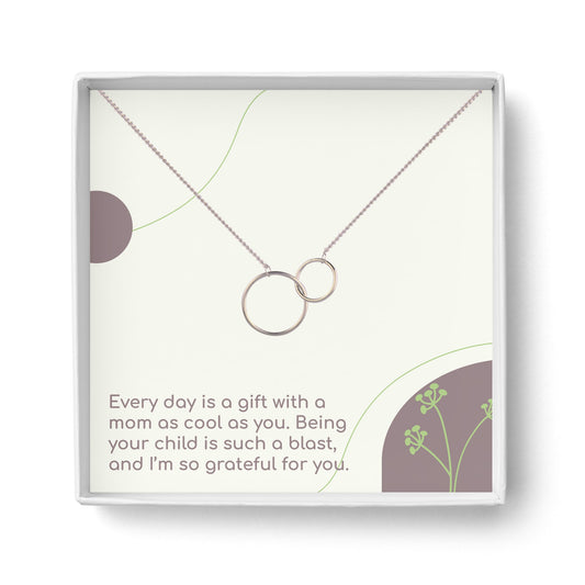 "To My Mom." Unisex Two Circle Interlocking Necklace